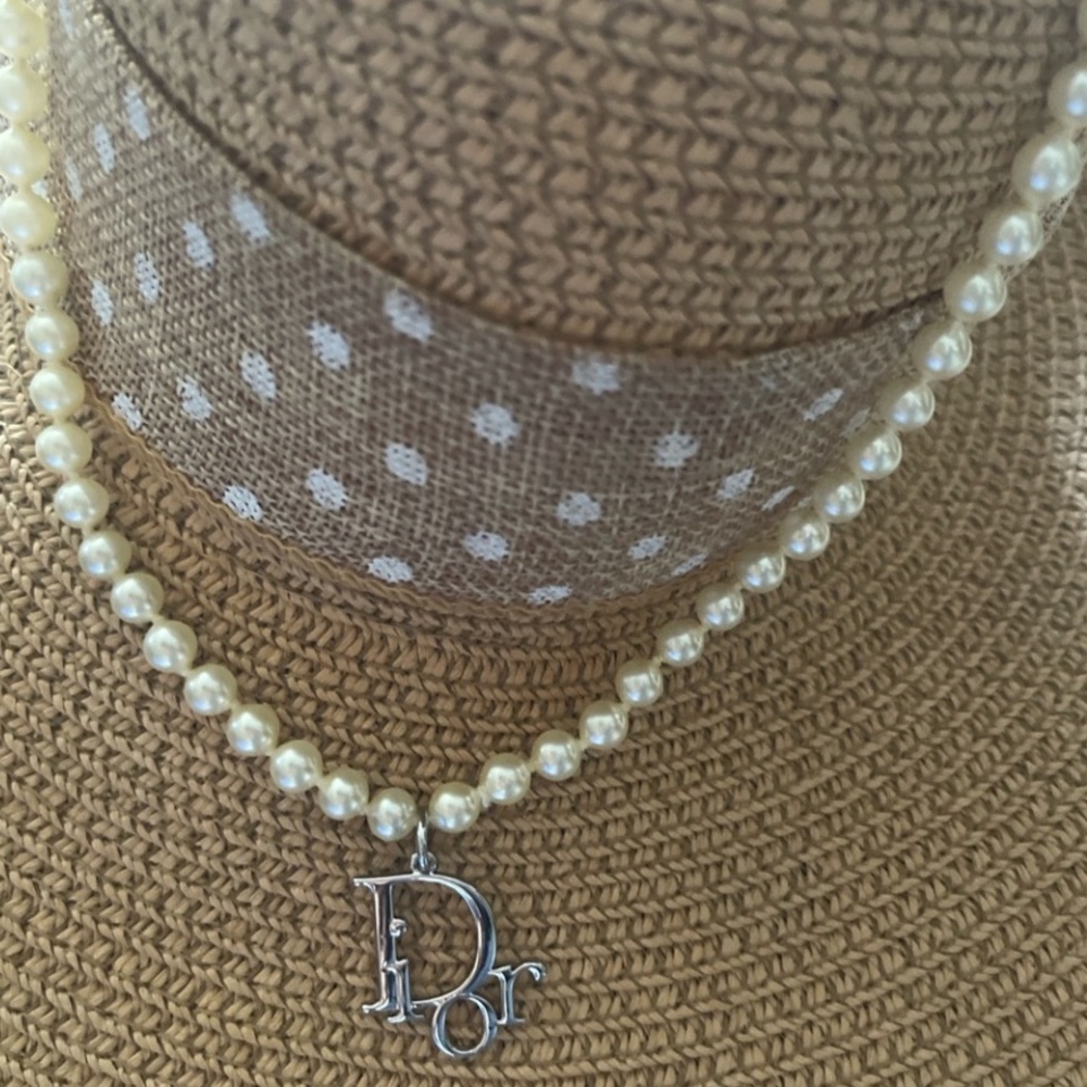 Authentic Dior Charm in Vintage Pearl Necklace